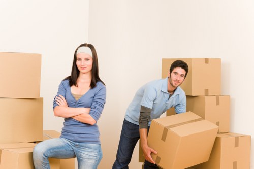 Packed household belongings prepared for storage